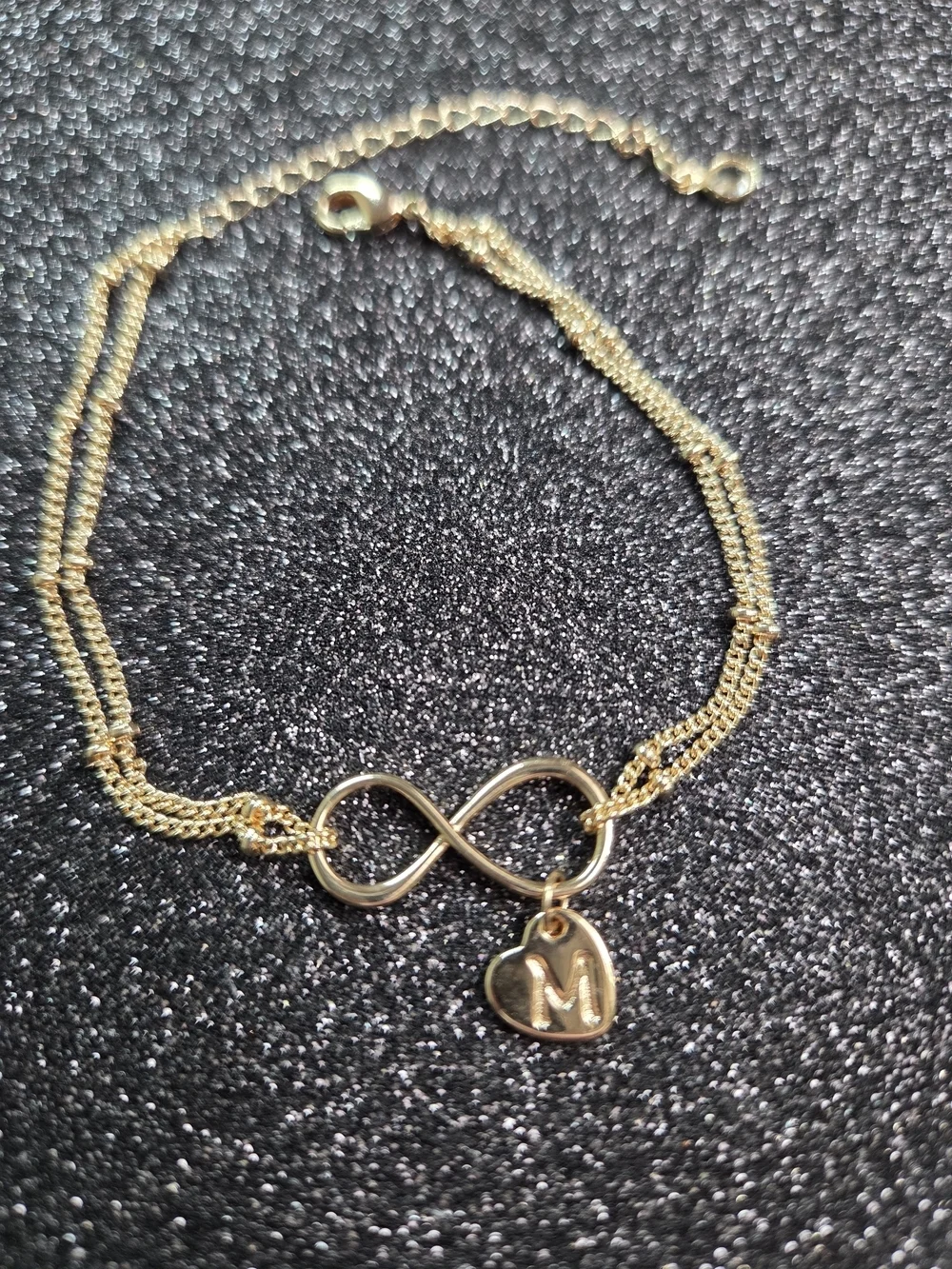 Gold Infinity Initial Charm Bracelet - Personalized M Accent
